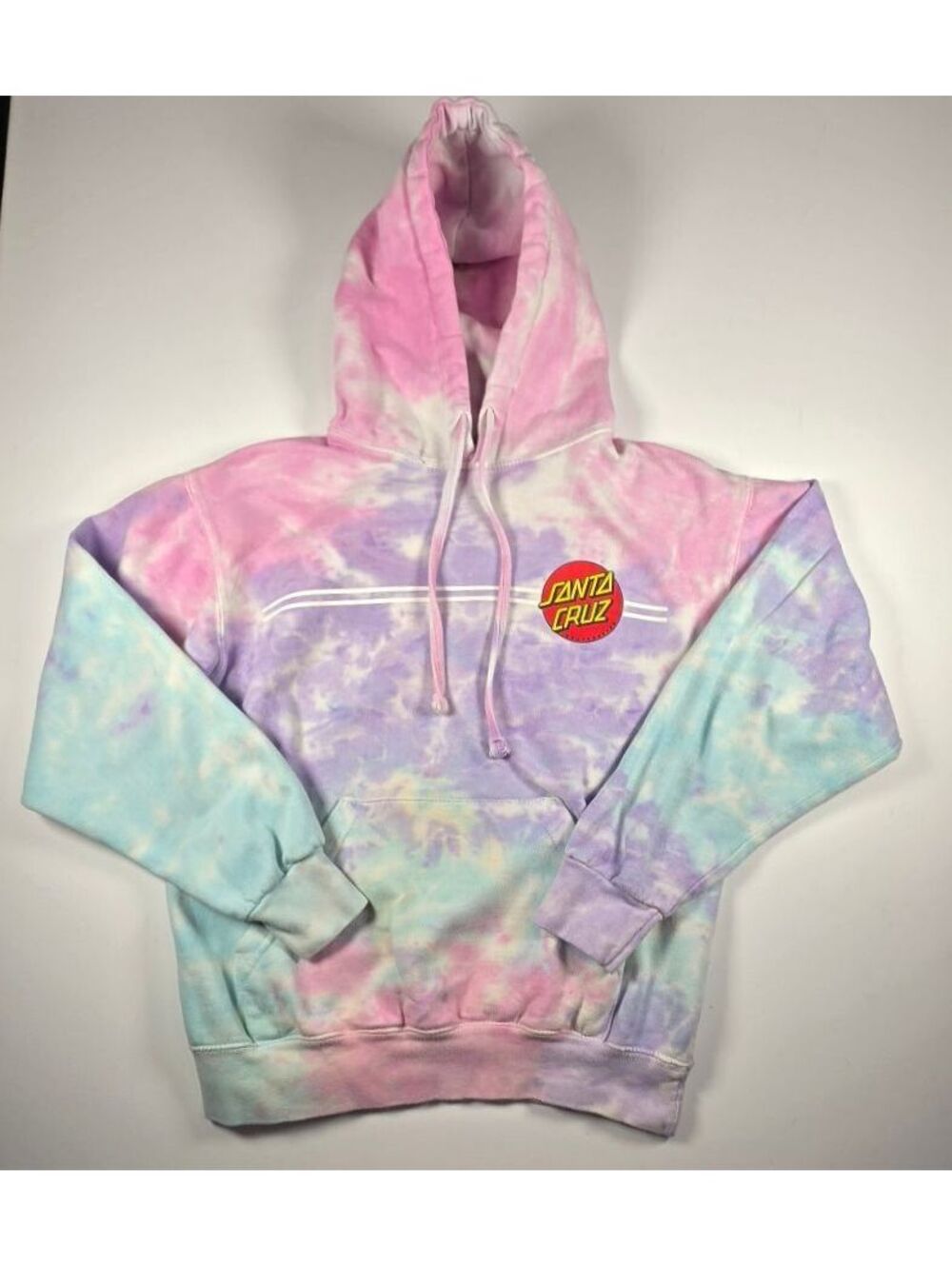 Santa Cruz Skateboards Pastel Tie Dye Pullover Hoodie Logo Graphic Small